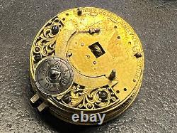 W. BRAMER Champleve Dial Verge Fusee POCKET WATCH Movement FOR PARTS or REPAIR