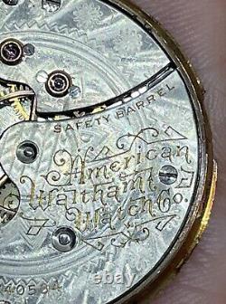 WALTHAM POCKET WATCH MOVEMENT 15 Jewels 0s Circa 1893 Runs