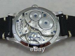 Waltham 12s Pocket Marriage Watch Conversion 44mm SS Wrist Watch 1908 Movement