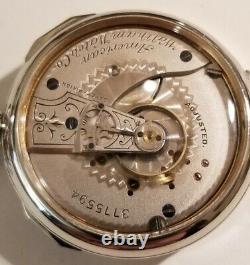 Waltham 18S. 15 jewels adj. Mint super fancy dial frosted movement (1889)