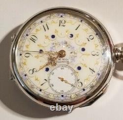 Waltham 18S. 17 jewels adj. Mint fancy dial gold trimmed movement (1907)