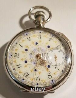 Waltham 18S. 17 jewels adj. Mint fancy dial gold trimmed movement (1907)