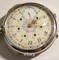 Waltham 18S. 17 jewels adj. Mint fancy dial gold trimmed movement (1907)