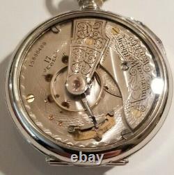 Waltham 18S. 17 jewels adj. Mint fancy dial gold trimmed movement (1907)