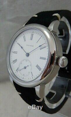 Waltham 6s Pocket Watch Conversion 41mm SS Marriage Wrist Watch 1893 Movement