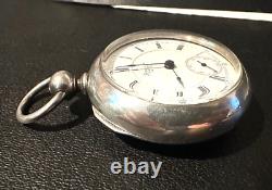 Waltham A. T & CO Size 18, Coin Silver Key Wind Pocket Watch, 1890