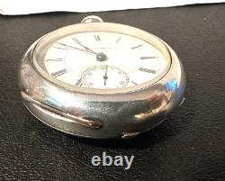 Waltham A. T & CO Size 18, Coin Silver Key Wind Pocket Watch, 1890