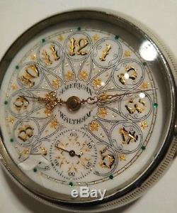 Waltham Appleton Tracy very fancy dial 15 jewels adjusted GOLD FLASHED MOVEMENT