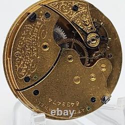 Waltham Grade J Model 1890 6s 7j Pocket watch Fancy Dial & Movement PARTS REPAIR