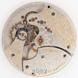 Waltham Grade K Model 1890 6-Size Antique Pocket Watch Movement, Nice Fancy Dial