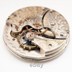 Waltham Grade K Model 1890 6-Size Antique Pocket Watch Movement, Nice Fancy Dial