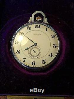 Waltham Platinum Opera Pocket Watch With 65 Diamonds & Ruby Movement With Box