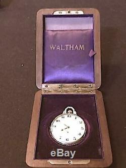 Waltham Platinum Opera Pocket Watch With 65 Diamonds & Ruby Movement With Box