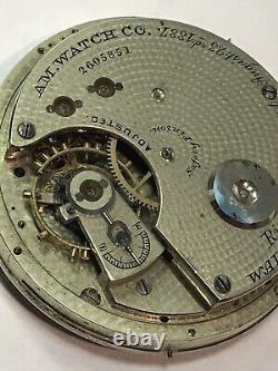 Waltham Repeater Riverside Model 14 size pocket watch movement. Staff Is Good