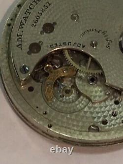 Waltham Repeater Riverside Model 14 size pocket watch movement. Staff Is Good