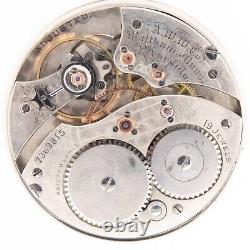 Waltham Riverside 12-Size 19-Jewel Antique Pocket Watch Movement, Keeps Time