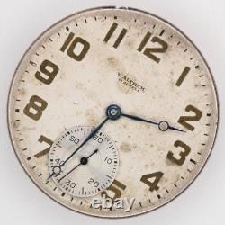 Waltham Riverside 16-Size 21-Jewel Antique Pocket Watch Movement, Keeps Time