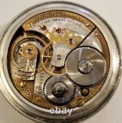 Waltham Riverside 16S. 15J. Adj. Two-tone movement fancy dial (1899) silver case