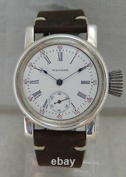 Waltham Size 0 Pocket Watch Movement Custom Sterling Silver 36mm Wrist Case 1902
