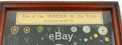 Waltham Watch Co Riverside 16 Size Pocket Framed Display Movement Shadowbox Part