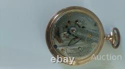 Watch Pocket Waltham Antique Gold Plated Vintage Hunter Movement Jewel Rare Old