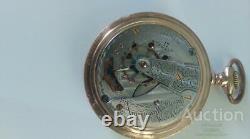 Watch Pocket Waltham Antique Gold Plated Vintage Hunter Movement Jewel Rare Old