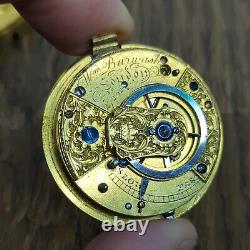 William Burwash London Cylinder Escapement Pocket Watch Movement for Repair AN63