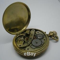 Wolf Tooth Pocket Watch Movement for Repair Parts 18 ct GP Case'Ligne Droite