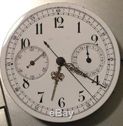 XFine Chronograph Pocket Watch movement & enamel dial 47 mm. In diameter