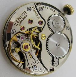 Zenith 40T 17 jewels watch movement for part. Serial 5181533