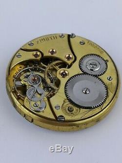 Zenith Chronometer Pocket Watch Movement for Parts or Repair Good Balance D98