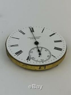 Zenith Chronometer Pocket Watch Movement for Parts or Repair Good Balance D98